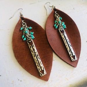 Boho genuine leather earrings